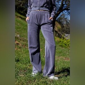 JOHN GALT Dark Gray Velour Full Zip Hoodie